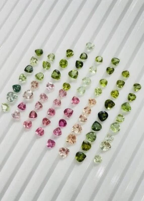 Loose Gemstone Natural Certified  Multi Tourmaline Gem Cut Faceted Heart A714 - Image 1 of 2