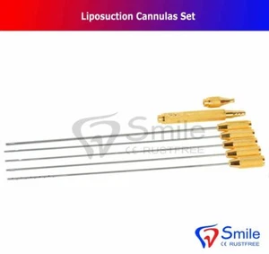 Liposuction Cannulas Set of 5 with Handle And Adapter For Abdomen Fat Transfer  - Bild 1 von 8