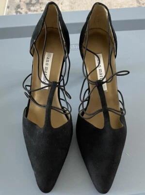Tacones Ann Marino para mujer de gamuza negros con tiras talla 8M Foto 1 de 4