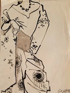 Fashion Model Life Drawing 7, Original Contemporary, Size 9"x12.3",1997,US - Picture 1 of 6