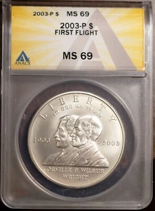 2003-P $1 First Flight Dollar MS 69 New ANACS # 7505345 + Bonus - Picture 1 of 2