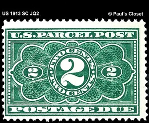 US 1913 SC JQ2 US PAQUETE CORREO FRANQUEO DEBIDO 2¢ VERDE OSCURO MNH OG SCV $160 EN MUY BUEN ESTADO - Imagen 1 de 2