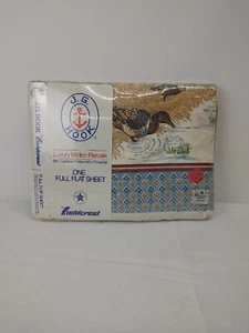 VTG RARE Fieldcrest J. G.Hook Marshland Ducks FULL Flat Sheet NO IRON - Picture 1 of 7