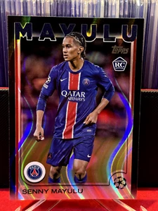 2024-25 Topps UEFA Competition Senny Mayulu Rookie RC Black Flowfrac France PSG - Picture 1 of 2