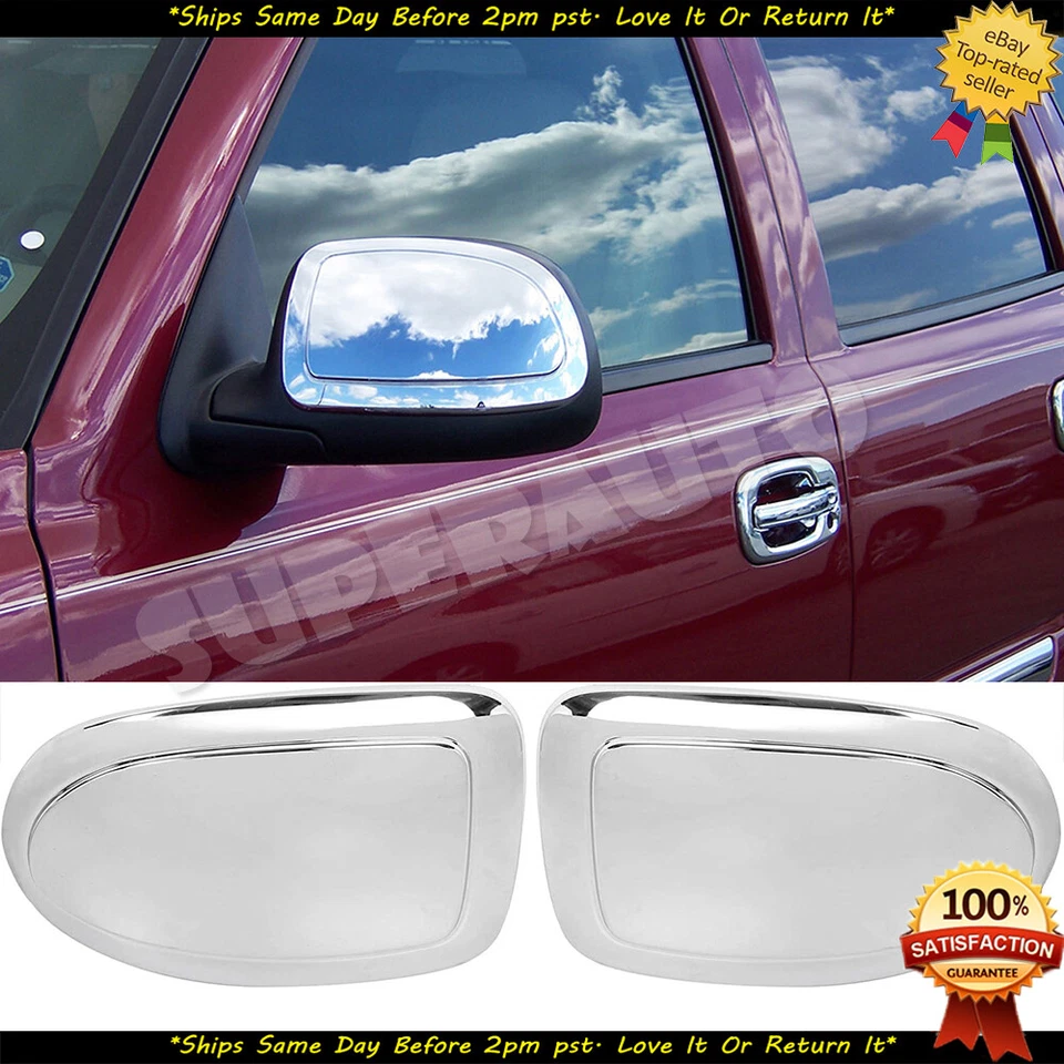 Se adapta a 99-06 Chevy Silverado Sierra 2 piezas cubierta cromada con superposición de espejo Tahoe Yukon Foto 1 de 4