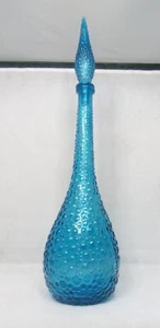 Empoli Hobnail Glass Rare Blue Azzurro Genie Bottle 1950s large - Picture 1 of 11