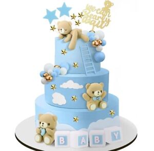 Bear Baby Shower Blue Cake Topper Magic Birthday Party Table Decoration Gift