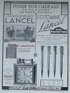 REKLAME LANCEL FEUERZEUG AUTOMATIK FLAMMENWERFER BLEISTIFTUHR VON 1930 AD PUB - Bild 1 von 1
