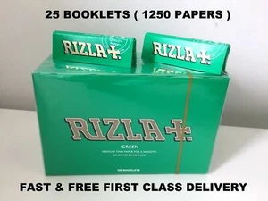 1250 RIZLA GREEN ROLLING PAPERS MADE IN BELGIUM ORIGINAL 25 BOOKLETS - Picture 1 of 4