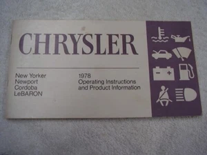 1978 CHRYSLER CORADOBA NEW YORKER LEBARON NEWPORT OWNERS MANUAL ORIGINAL - Bild 1 von 6