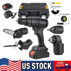 5 IN 1 Cordless Brushless Combo Kit Saw Angle Grinder Impact Wrench Hammer Drill - Picture 1 of 12