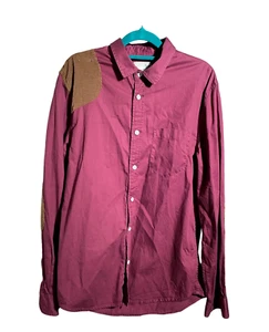 Burton Shirt Men Medium Dark Red Long Sleeves Corduroy Inserts Button up Size M - Picture 1 of 9