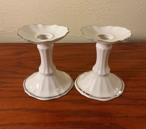 Vintage Taper Candle Holder Lenox Victorian Style Platinum Silver Trim USA - Picture 1 of 5