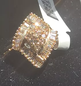 Anillo fino de diamantes champán de 10 quilates 1/2 quilate para mujer talla 7,25 - Imagen 1 de 10