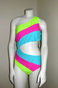 NWT Popvil women's One Piece color block Neon Swimsuit Sz XL - Picture 1 of 4
