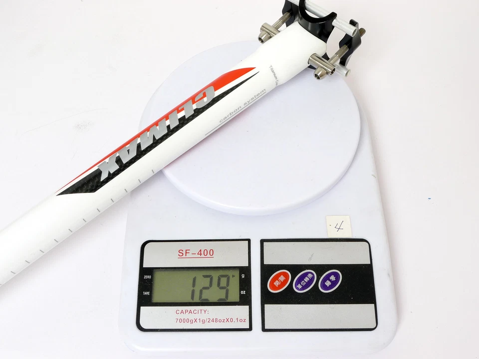 mr-ride 130g,27.2x350mm Climax SP02C 3K gloss carbon Seatpost Road MTB White - Image 1 of 4