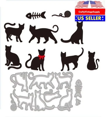 10 шт. Cat kitten мяч галстук-бабочка металла резки штампы машина резак штамп - Изображение 1 из 2