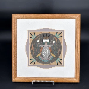 VTG Framed Authentic Navajo Sand Painting Native American - Picture 1 of 7