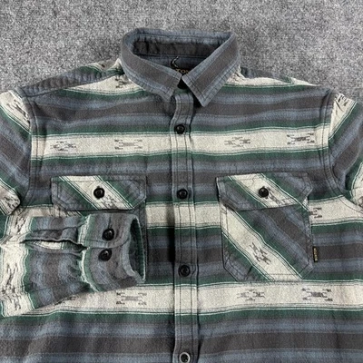 Camisa Burton Para Hombre Mediana Gris Verde Rayas Franela Manga Larga Western Foto 1 de 4
