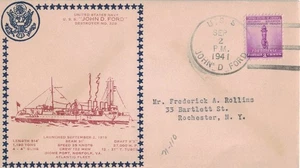 2 Sep 1941 Naval Cover, USS John D. Ford DD-228 - Picture 1 of 2