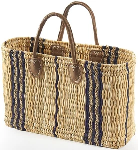 Tasche Seegrastasche Korbtasche Strandtasche Einkaufstasche natur Lederhenkel  - Bild 1 von 6