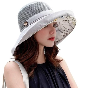 Women Mesh Sun Hats Summer Beach UV Protection UPF Packable Wide Brim Chin St... - Picture 1 of 7