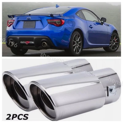 2pcs For Subaru WRX STI 2015-2021 Car Exhaust Pipe Rear Tail Muffler Chrome Tip - Image 1 of 4