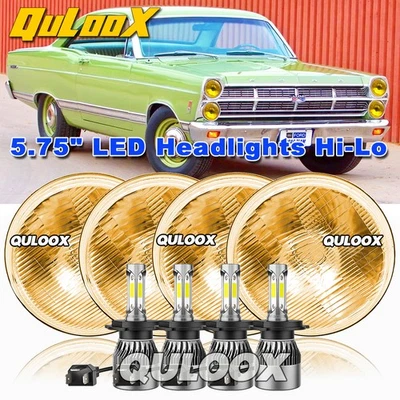 4PCS 5.75" Round LED Headlights Hi/Lo for Mercury Cougar 1967-76 Monterey Comet Foto 1 de 4