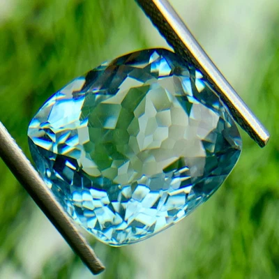 COJÍN DE CUARZO AGUAMARINA AZUL SANTA MARIA 21,70 QUILATES CREADO EN LABORATORIO PIEDRAS PRECIOSAS SUELTAS Foto 1 de 3