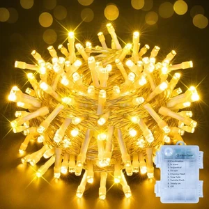 Ollny Lichterkette batteriebetrieben, 10m 100 LEDs hell batteriebetrieben Stri... - Bild 1 von 9