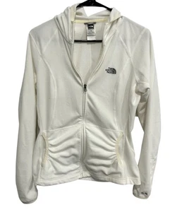 The North Face Fleece Full Zip Hoodie Jacket White Cream Sz Medium Outerwear - Picture 1 of 12