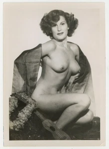 Gorgeous Brunette Woman 1950 Sheer Black Wrap Busty 5x4 Nude Female Photo - Picture 1 of 2