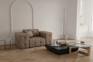 Sessel Designersessel CHANTAL in Stoff Opera Velvet Taupe - Bild 1 von 6