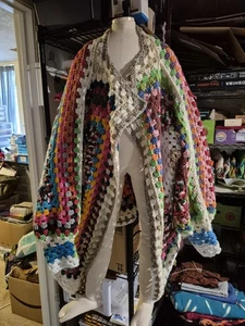 Crocheted Granny Square Cardigan Handmade with scrap yarn from other projects - Picture 1 of 7