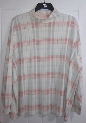 *LANDS END* CHECKED LONG SLEEVED TOP Size: 28-30 XXXL / Funnel Neck / Soft Thick - Image 1 of 3