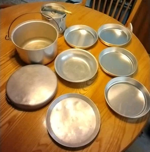 Vintage Palco & Mirro Aluminum Camping Mess Set Cooking Pots, Pans, Lids Handle - Picture 1 of 9