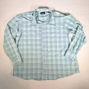 Lands End Shirt Men's XXL 18-18 1/2, 34/35, Long Sleeve Button Green Blue Plaid - Picture 1 of 6