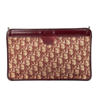 Christian Dior Clutch Bag Trotter Canvas Red Vintage Authentic 0545 - Image 1 of 4
