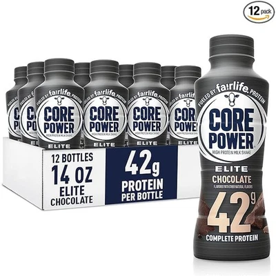 Core Power Elite High Protein Shake, Chocolate, 42g Bottle, 14oz, 12 Pack - Image 1 of 4
