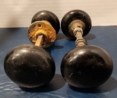 2 pares de perillas de puerta de porcelana negra vintage  Foto 1 de 4