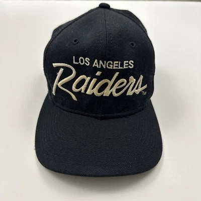 De Colección Especialidades Deportivas Los Angeles Raiders Lana Script Snapback Sombrero NFL Usado* Foto 1 de 4