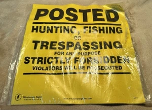 Minutemen No Hunting Trespassing Vinyl? Yellow Signs Open Package 7 Left Sturdy - Picture 1 of 21