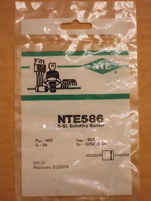 NTE586 ECG586 SK9935 1N5820 40V 3A Schottky Barrier Silicon Rectifier Diode NEW - Image 1 of 2