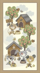 23" Fabric Panel - Blank Quilting Good Doggie Dog & Doghouse Wallhanging - Picture 1 of 1