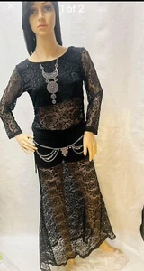 Schwarzes Spitzen Tanz Outfit Top und langer Rock! ZUBEHÖR IST NICHT IM LIEFERUMFANG ENTHALTEN - Bild 1 von 2