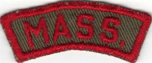 BOY SCOUT MASSACHUSETTS (MASS.) KRS KHAKI AND RED STATE STRIP RED BACK STITCH  - Picture 1 of 2