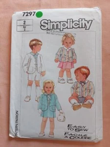 Simplicity 7297 Child's Easy Shirt, Shorts, Skirt & Lined Jacket Pattern Size 2 - Picture 1 of 2