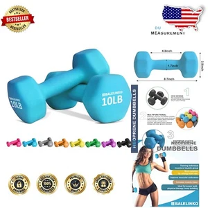 Durable 10lb Cast Iron Neoprene Dumbbells - Perfect for All Fitness Levels - Picture 1 of 9