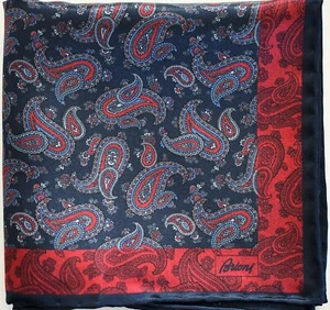 🆕️ NEW Auth BRIONI PAISLEY Print 100% SILK Pocket Square Pochette Handkerchief - Picture 1 of 5