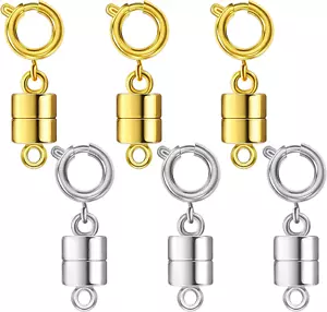 6 Pack Magnetic Necklace Clasps and Closures, 18K Gold and Silver Plated Jewelry - Picture 1 of 12
